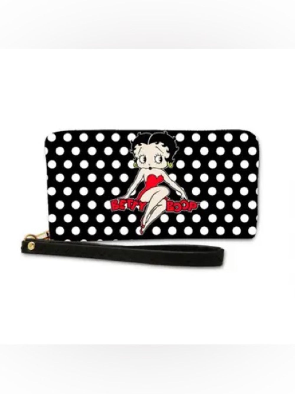 Betty Boop Black & White Polka Dot Wallet with Red Accent
